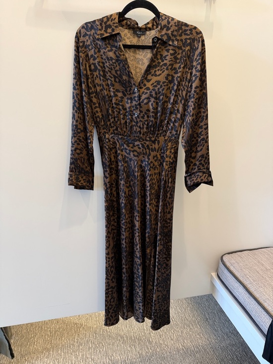 Rails Dresses & Skirts - Rails Brown and Black Leopard satin Dress Jazlyn Ginger spotted size small
